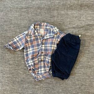 Carter’s button-up plaid onesie and corduroy pants